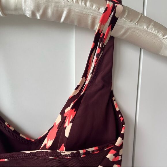 Aerie Offline Leopard Print Mesh Back Plunge Sports Bra Red Pink XS‎ NEW - Picture 7 of 9